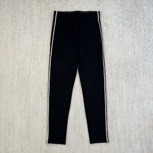 Zara Black Pull On Crop Pants L Bling Tuxedo Striped